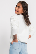 Katie J Girls Maggie Sweater in Cream/Pink Bow