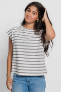 Stripe Round Neck Short Sleeve Knit Top