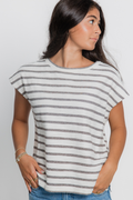 Stripe Round Neck Short Sleeve Knit Top