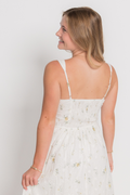 Floral Eyelet Tie Front Corset Midi Dress