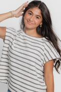 Stripe Round Neck Short Sleeve Knit Top