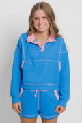 Youth Quilted Contrast Stitching Shorts by Peach Love California