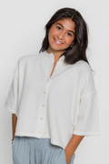 Button Down Sweater with Seam Detail