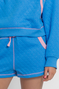 Youth Quilted Contrast Stitching Shorts by Peach Love California