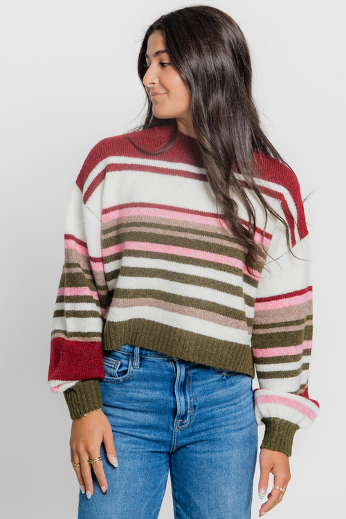 Striped Crew Neck Boxy Sweater