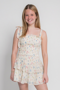 Katie J Juniors Emerson Dress in Cream Tossed Floral