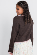 Katie J Girls Nova Sweater in Espresso/Pink