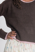 Katie J Girls Nova Sweater in Espresso/Pink