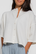 Button Down Sweater with Seam Detail