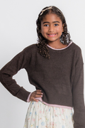 Katie J Girls Nova Sweater in Espresso/Pink