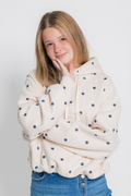 Polka Dot Bubble Hem Knit Hoodie