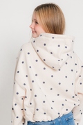 Polka Dot Bubble Hem Knit Hoodie