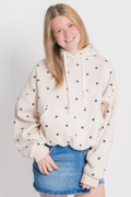 Polka Dot Bubble Hem Knit Hoodie