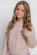 Maya Light Pink Fluffy Drop Shoulder Sweater by THEME