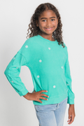 Brushed Floral Embroidered Sweatshirt