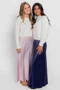 Joey Mauve Satin Maxi Skirt by THEME