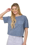 Rebecca Raw Edge Pocket Top
