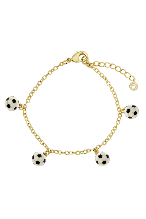 3D Soccer Ball Charm Bracelet in Black by Lily Nily