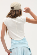 Rib Exposed Cap Sleeve Tee by TENLY
