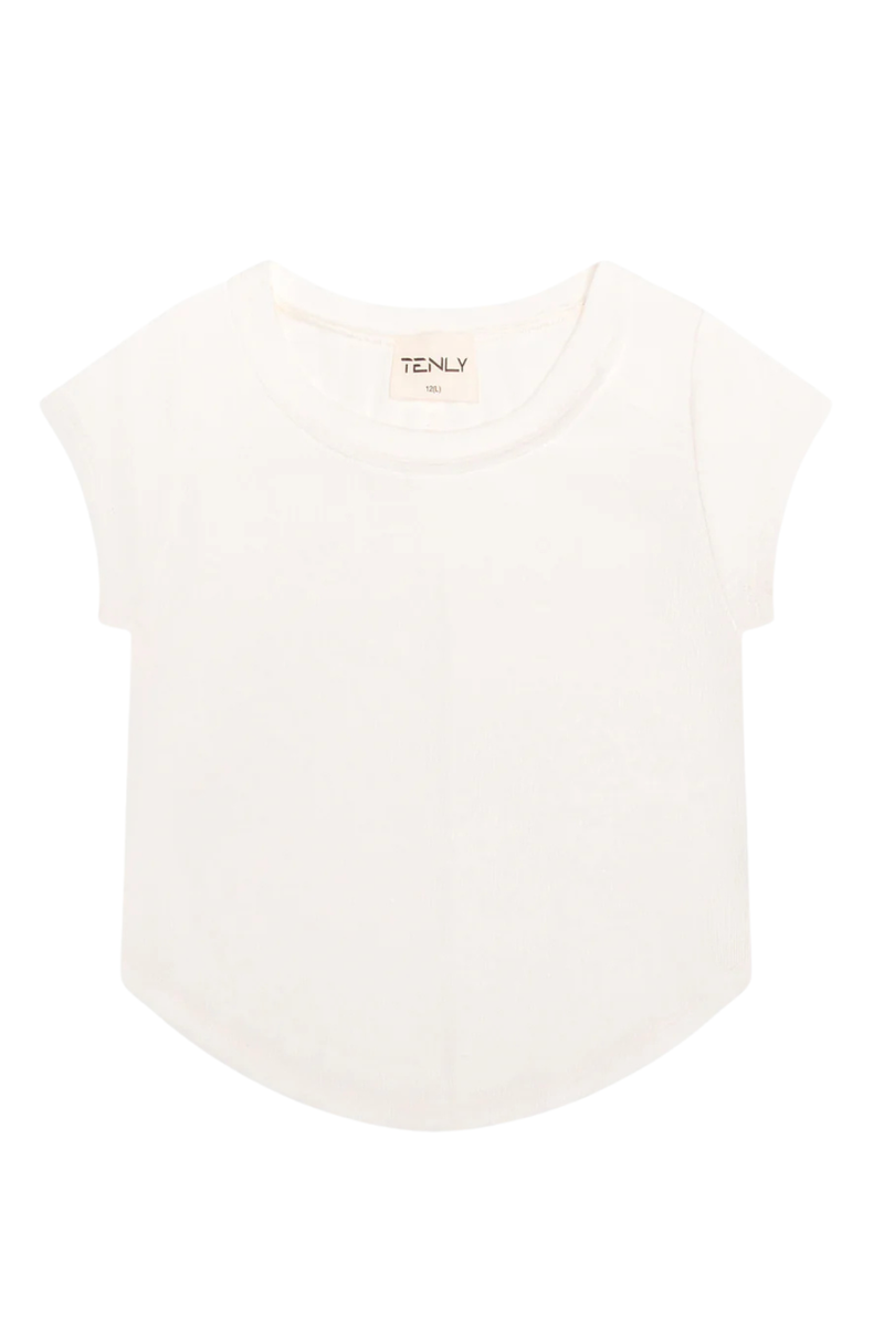Rib Exposed Cap Sleeve Tee by TENLY