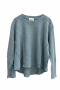 Thermal Waffle Pullover in Ice Blue by TENLY