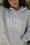 Jesus Saves Fog Grey Unisex Hoodie by Elevated Faith