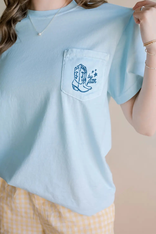 Walk By Faith Tee in Light Blue
