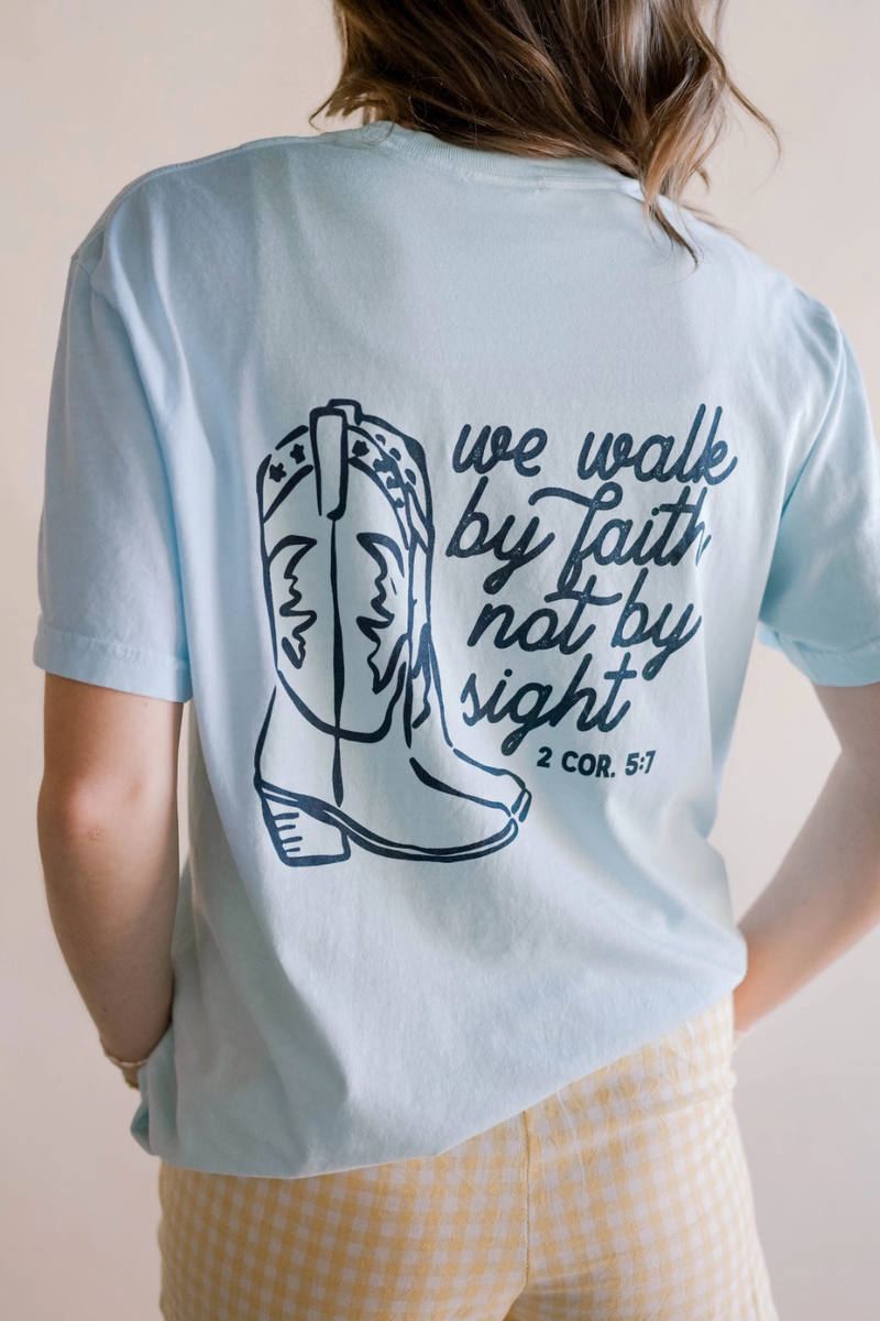 Walk By Faith Tee in Light Blue