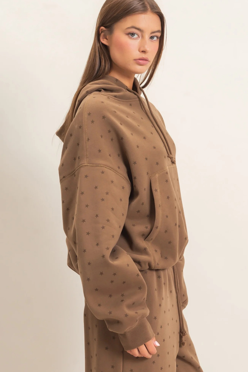 Star Print Bubble Hoodie