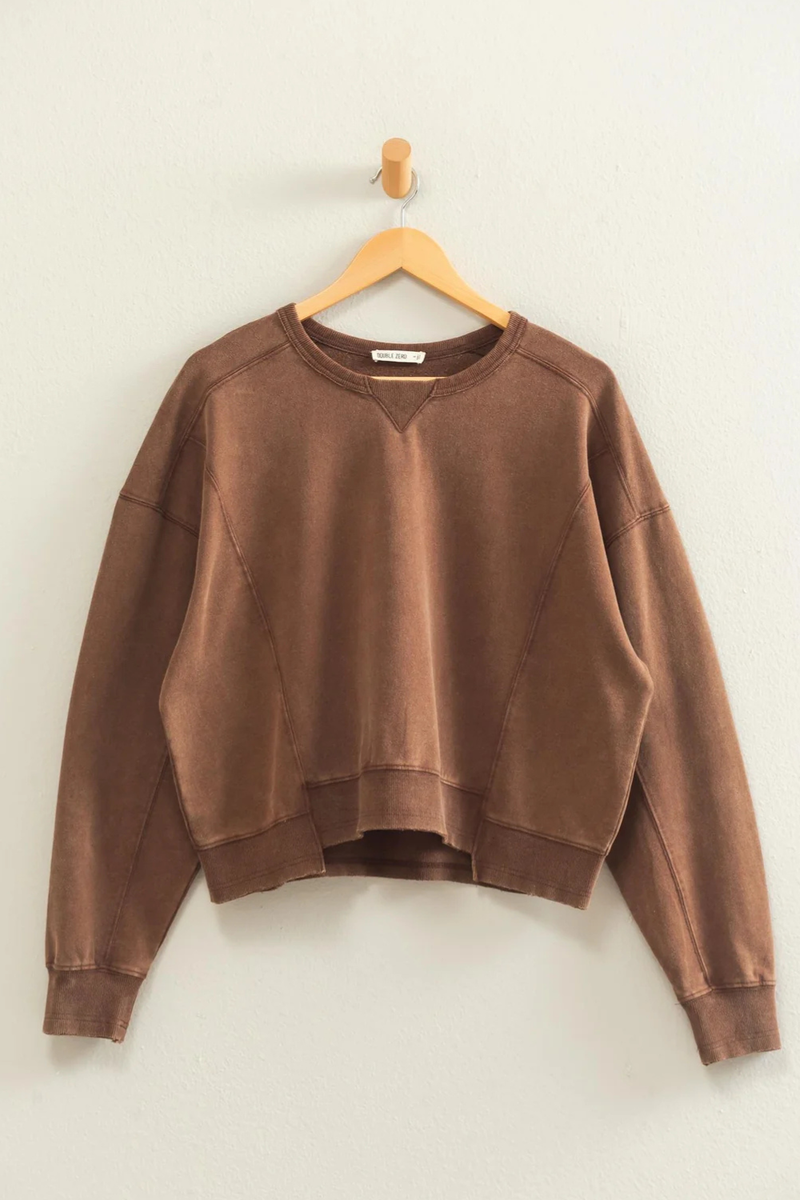 Acid Wash Seam Detail Crew Neck Sweatshirt