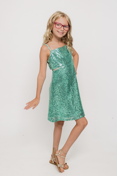 Cassie Side Cut Out Sequin Dress By Miss Behave