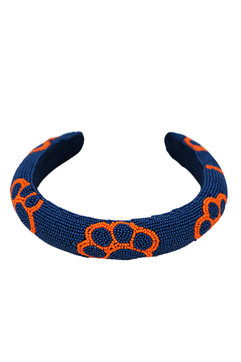 GAMEDAY Paw Prints Hedband Navy/Orange