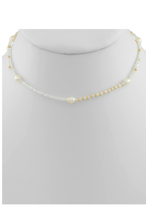 5 Pearl Accent Seed Bead Necklace