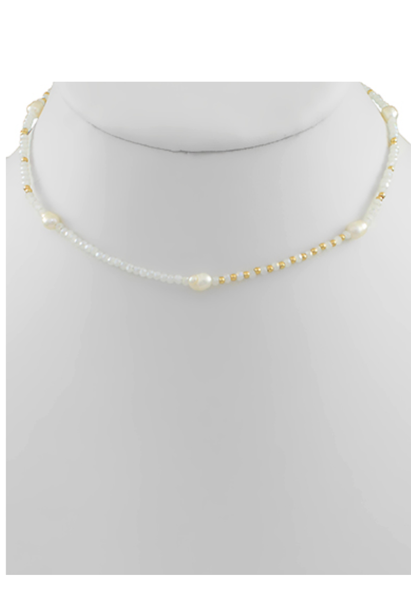5 Pearl Accent Seed Bead Necklace
