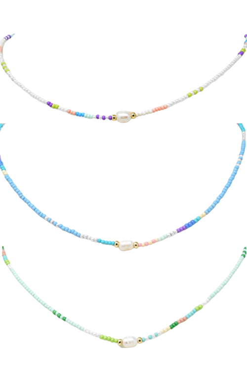 Seed Bead Pearl Accent Choker