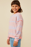 Girls Ultra Soft Multicolor Stripe Pullover Sweater