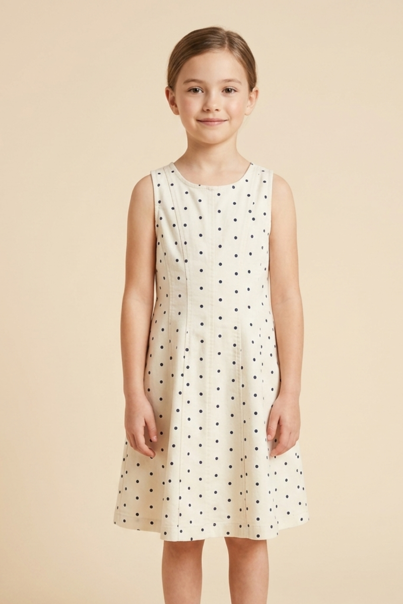 Girls Paneled Polka Dot Dress