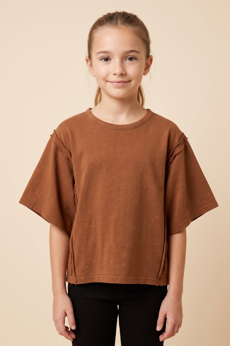Girls Garment Wash Dolman Top