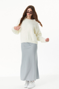 Maya Taupe Fluffy Drop Shoulder Sweater by THEME
