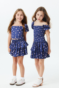 Willow Rose Bow Navy Satin Skort by THEME