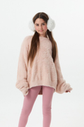 Maya Light Pink Fluffy Drop Shoulder Sweater by THEME