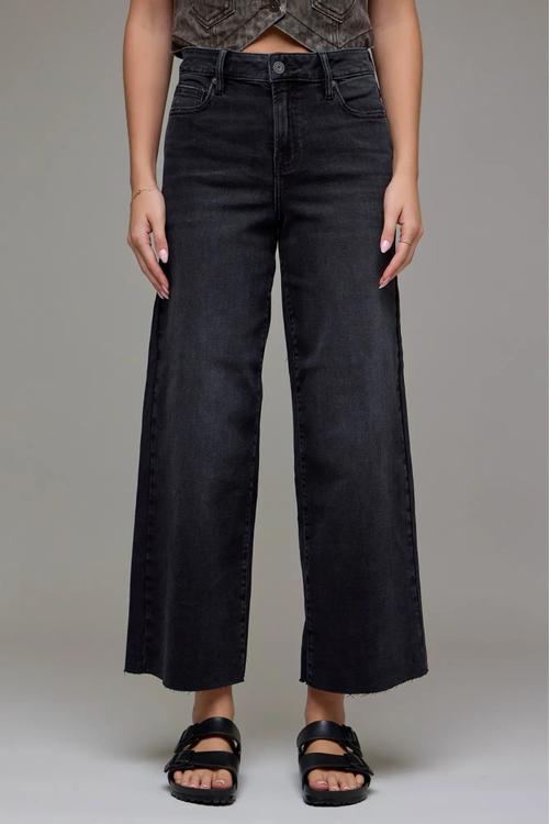 NORI Black Clean Cropped Wide leg Jean by Hidden