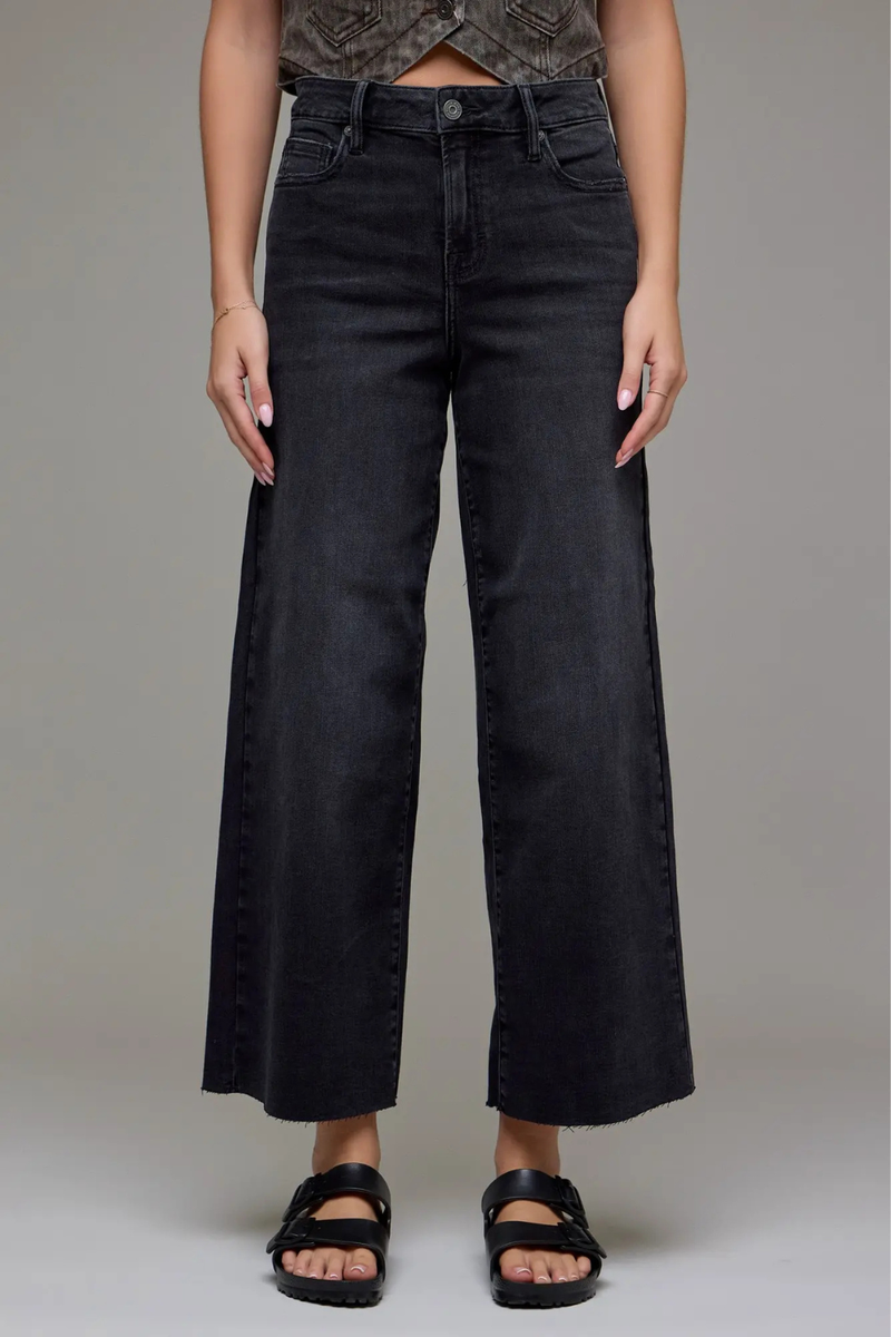 NORI Black Clean Cropped Wide leg Jean by Hidden