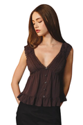 V-Neckline Top With Lace Trim