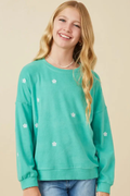 Brushed Floral Embroidered Sweatshirt