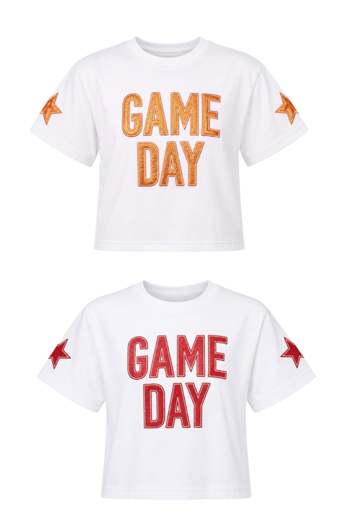 Game Day Shimmer Applique Boxy Tee