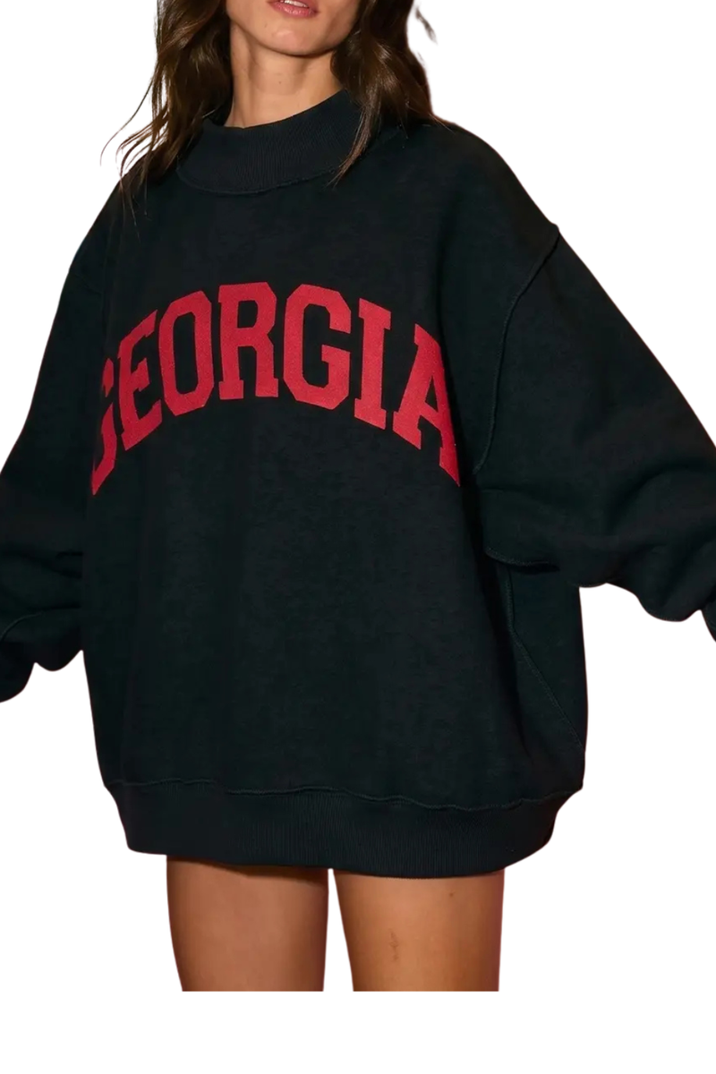 Black Georgia/GA Reversible Mockneck Sweatshirt
