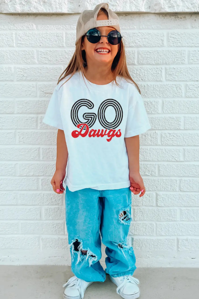 Youth Go Dawgs Distressed Georgia Graphic Tee