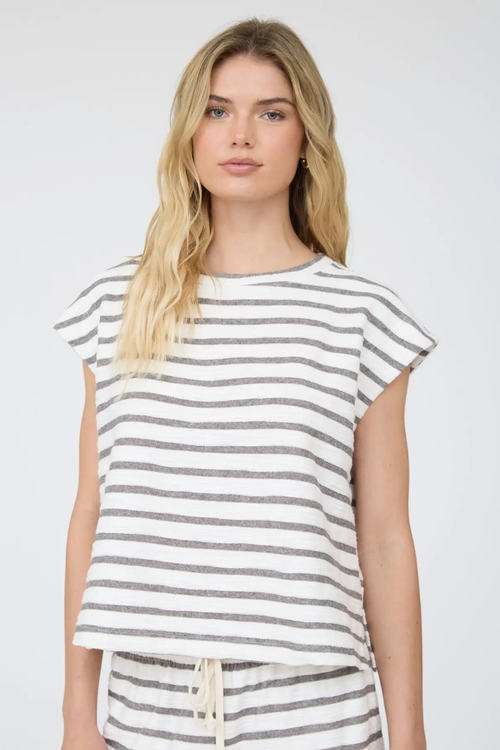 Stripe Round Neck Short Sleeve Knit Top