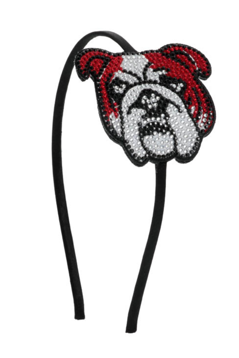 Bulldog Rhinestone Patch Headband
